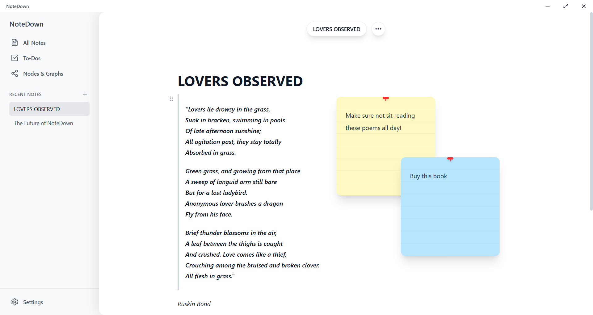 NoteDown App Interface